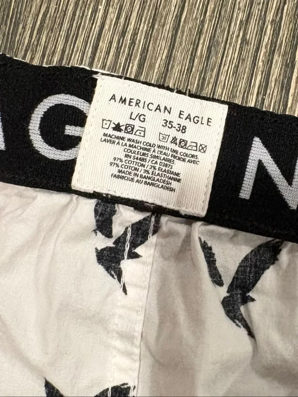 American Eagle Men's Elastic Waist Tiny Eagles Stretch Boxer Shorts White Large